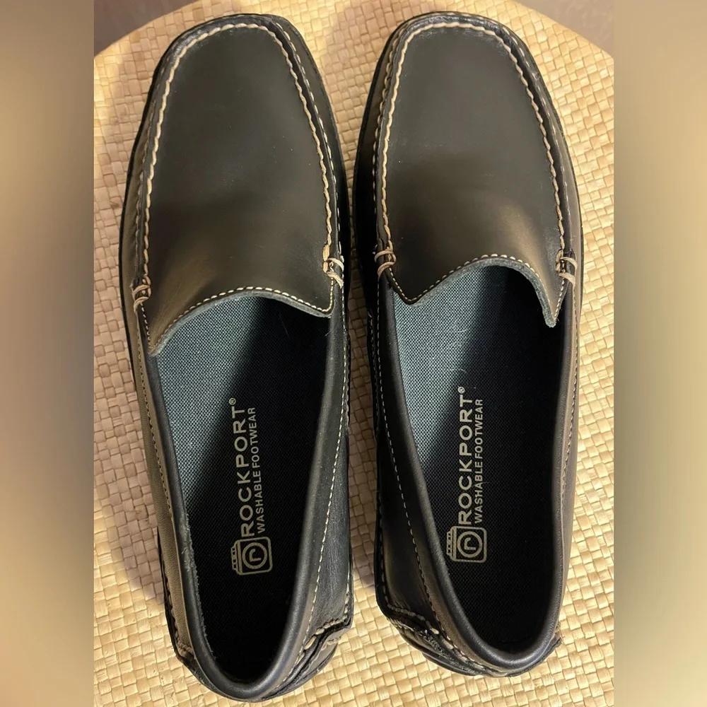 Rockport Black Leather Driving Mocs Men’s Size 9